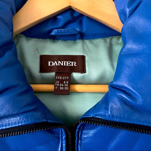 Danier Blue Leather Puffer Jacket - Picture 4 of 7